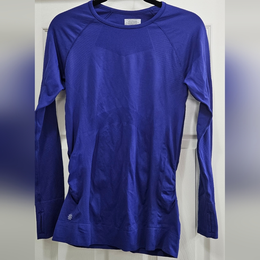 Athleta Long Sleeve Seamless Performance Tee in Royal Blue